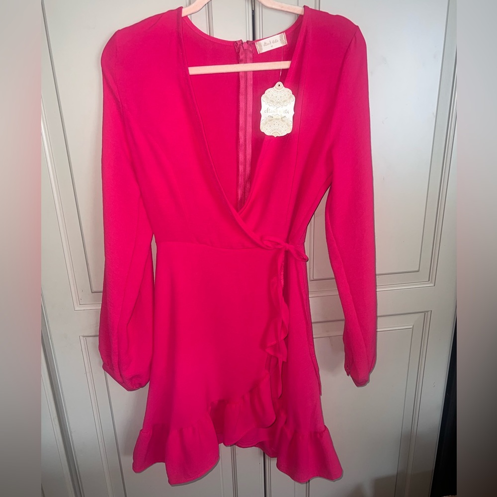Altar'd state pink fuchsia dress medium with long sleeves